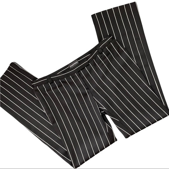 Emporio Armani Trousers Wool Pants Dressy Work Career Black White Stripe Size 12 - Picture 2 of 6